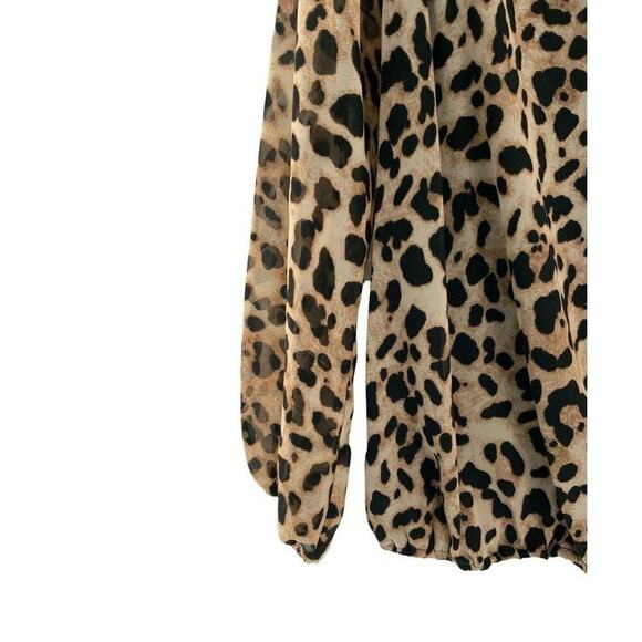Vince Camuto Blouse Womens Size XS Leopard Print Faux Wrap Keyhole Neckline NEW - Picture 6 of 9